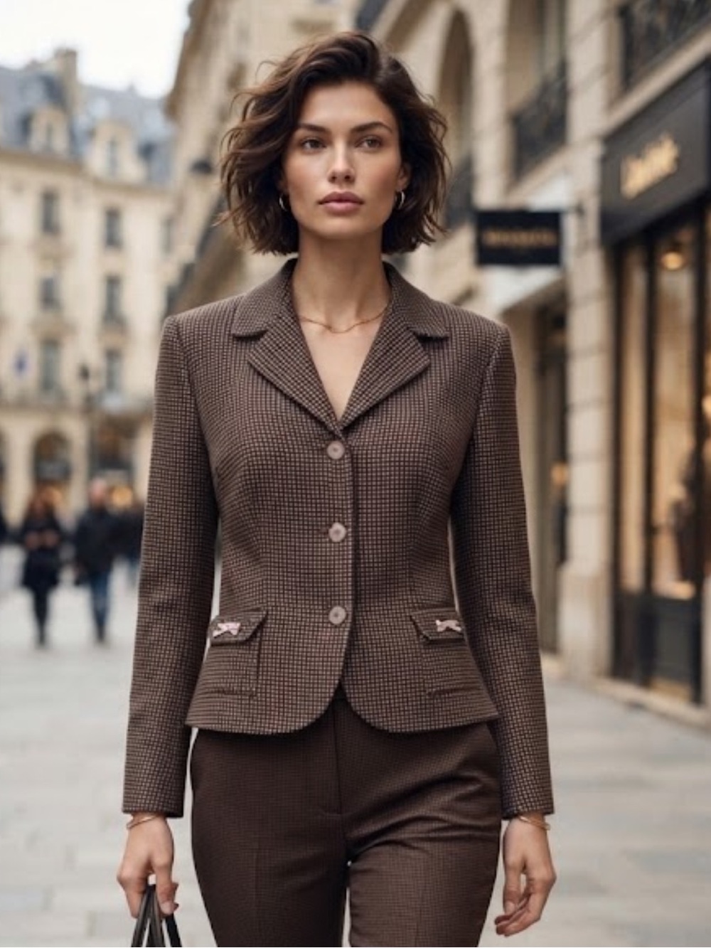 Tahari Woman’s Brown Fine Polkadot Blazer